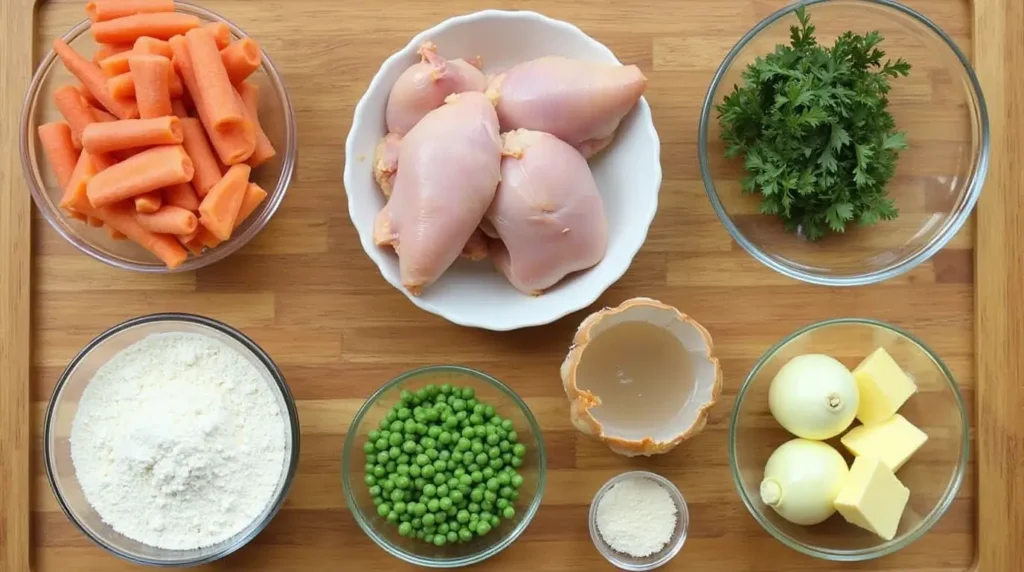 Ingredients for chicken pot pie recipe